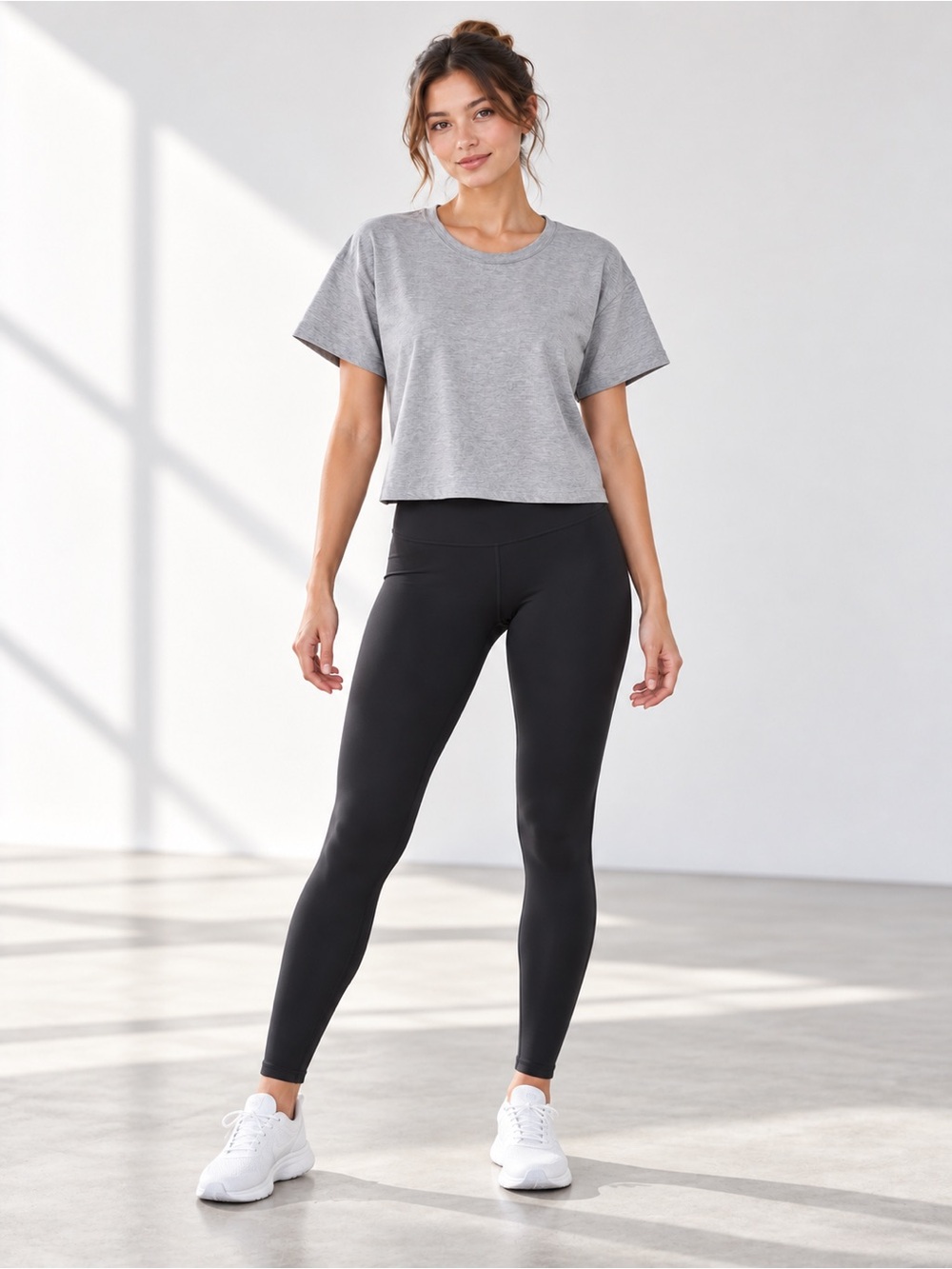 Lululemon Heathered Grey Cropped Boxy Short Sleeve Tee - Size 6